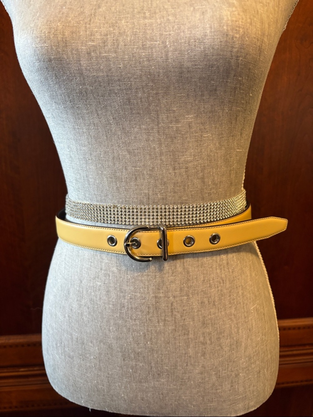 Vintage Coach 3960 Yellow Leather Waist Belt with Silver-Tone Buckle - Picture 1 of 5